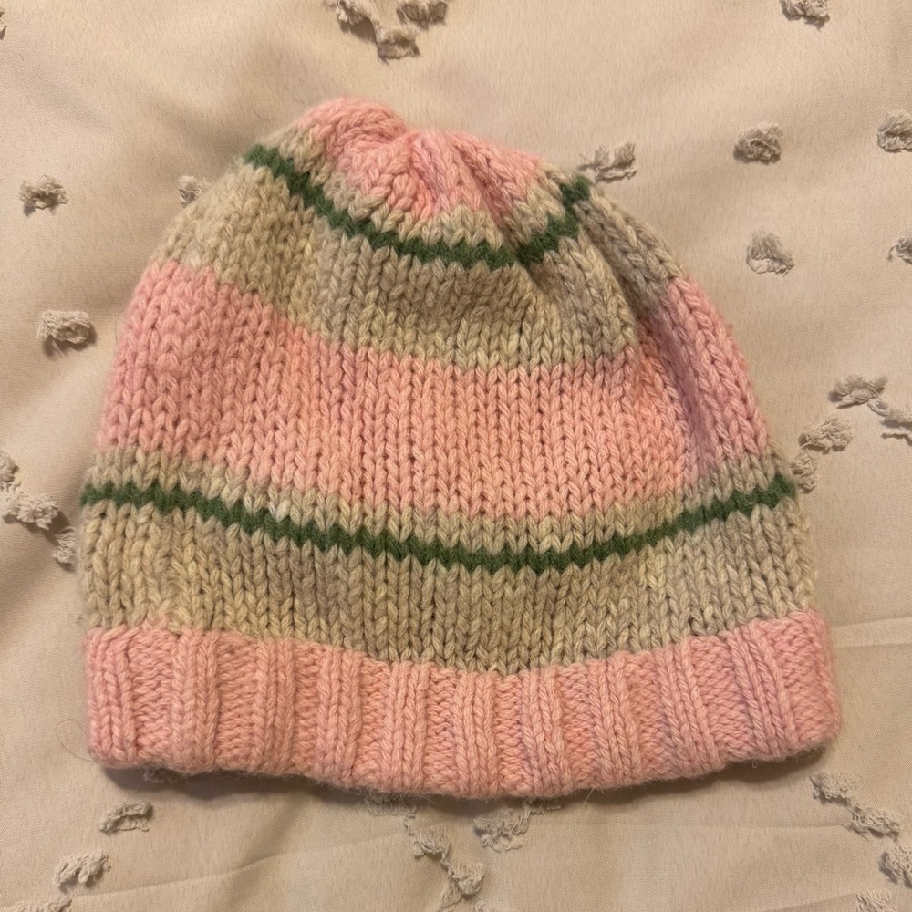 American Eagle Outfitters Pink and Beige Kids Beanie
